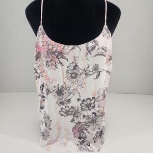 Victoria's Secret Medium | Y2K Pink Floral Satin V-Neck Cami Slip‎ Top Sleepwear